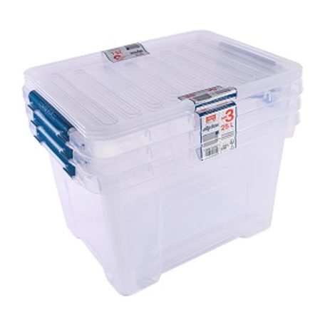 Clipbox - Lite Tároló doboz szett 3 x 25L 43x32x25cm Clippes tetővel